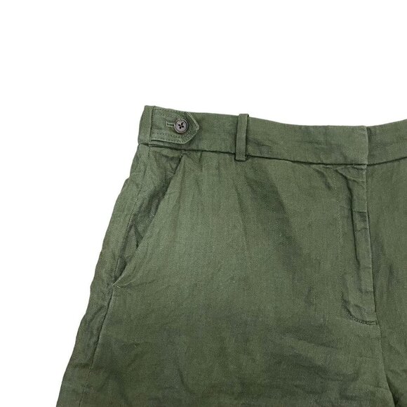 J. CREW 100% Linen Breathable Lightweight Shorts Pockets Olive Green size 12 - Picture 3 of 7